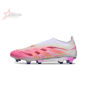 Adidas Predator 25 Elite Laceless Firm Ground FG Football Boot - White/Pink