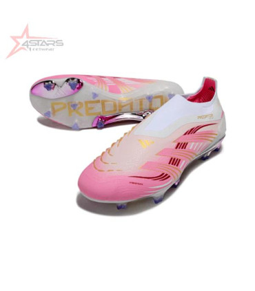 Adidas Predator 25 Elite Laceless Firm Ground FG Football Boot - White/Pink