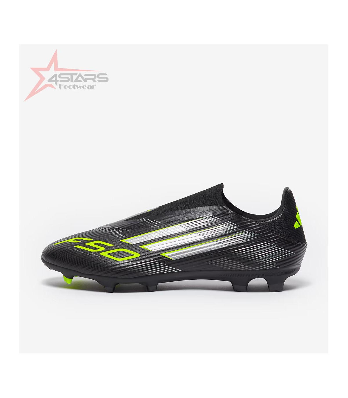 Adidas F50 League Laceless FG - Core Black/Iron Met./Lucid Lemon