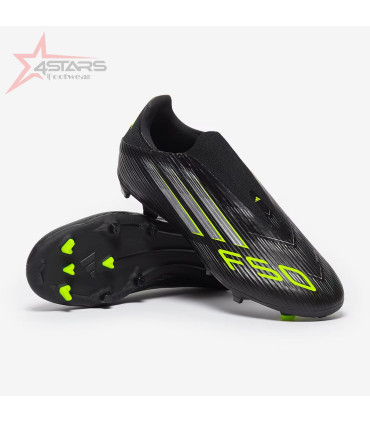 Adidas F50 League Laceless FG - Core Black/Iron Met./Lucid Lemon