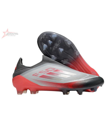 Adidas F50 Elite Laceless FG Firm Ground Soccer Cleats - White/Silver/Red