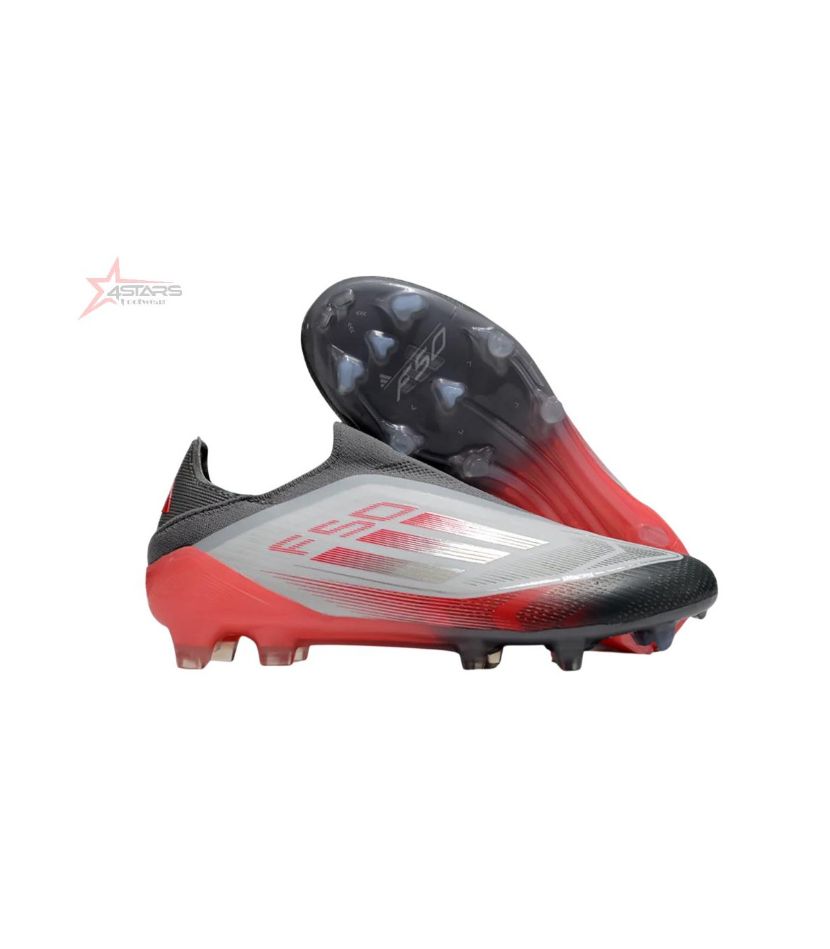 Adidas F50 Elite Laceless FG Firm Ground Soccer Cleats - White/Silver/Red