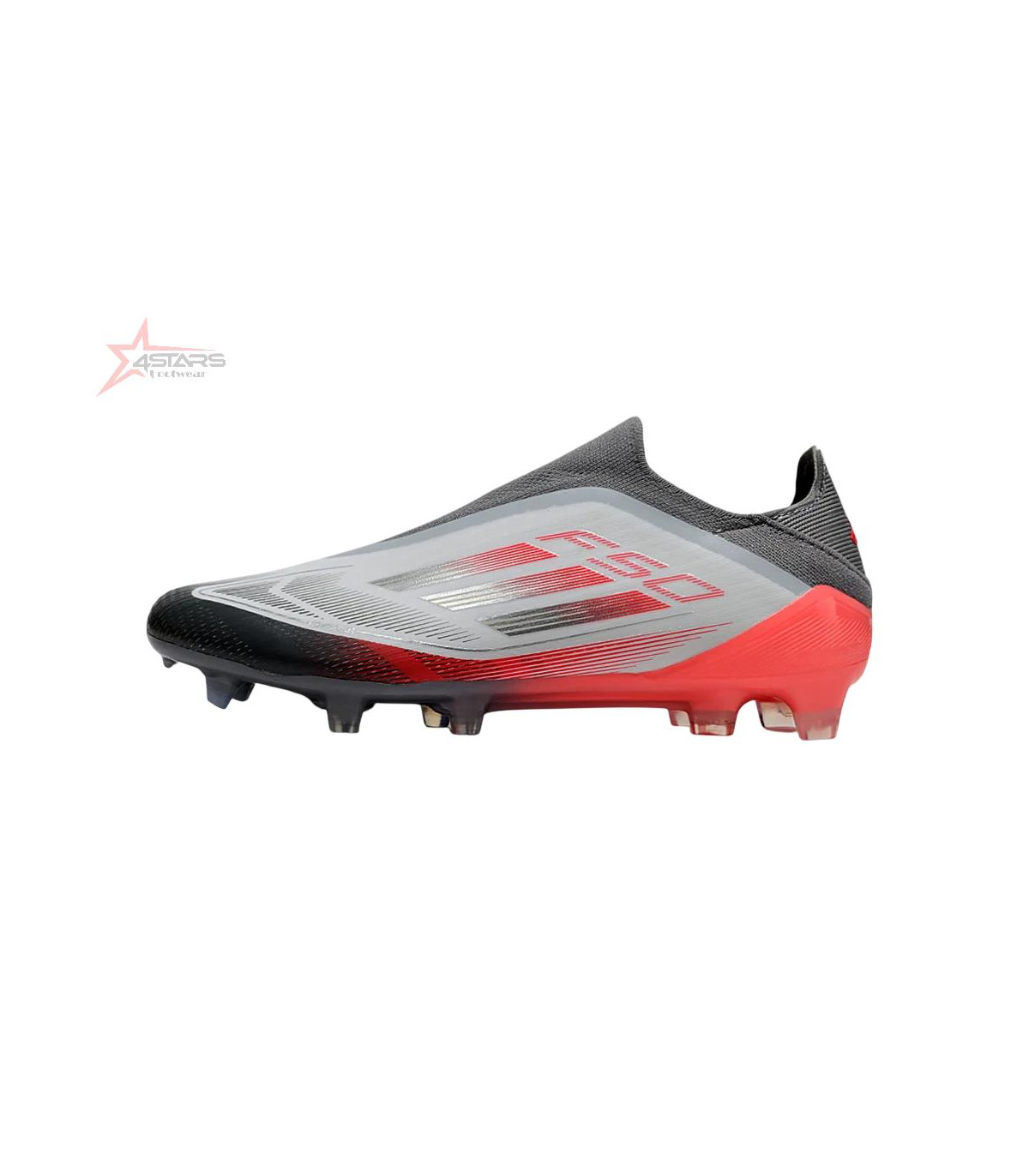 Adidas F50 Elite Laceless FG Firm Ground Soccer Cleats - White/Silver/Red