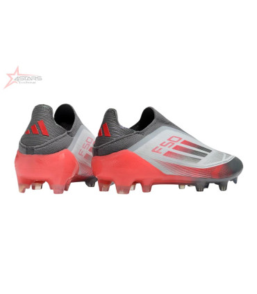Adidas F50 Elite Laceless FG Firm Ground Soccer Cleats - White/Silver/Red