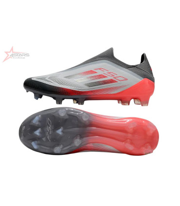 Adidas F50 Elite Laceless FG Firm Ground Soccer Cleats - White/Silver/Red