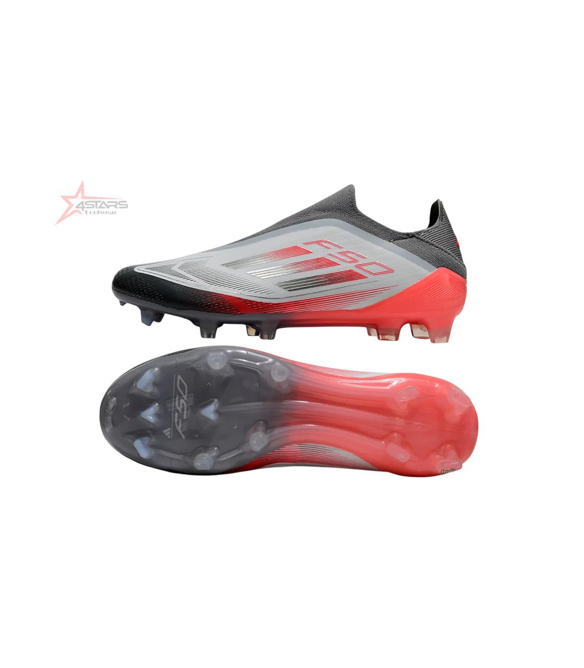 Adidas F50 Elite Laceless FG Firm Ground Soccer Cleats - White/Silver/Red