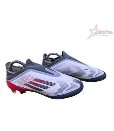 Adidas F50 Elite Laceless FG Firm Ground Soccer Cleats - White/Silver/Red
