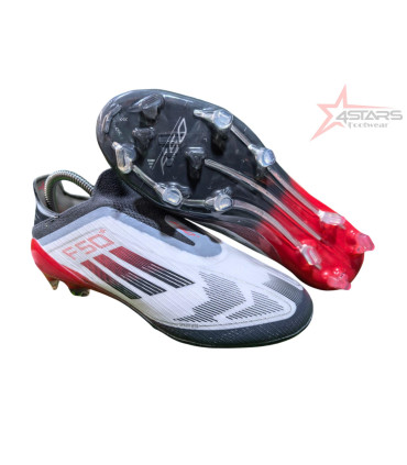 Adidas F50 Elite Laceless FG Firm Ground Soccer Cleats - White/Silver/Red