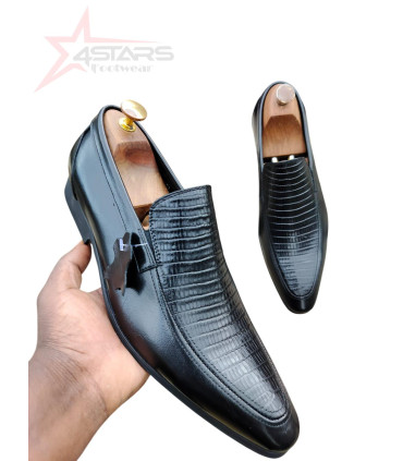 SM Slip On Official Leather Shoes - Black