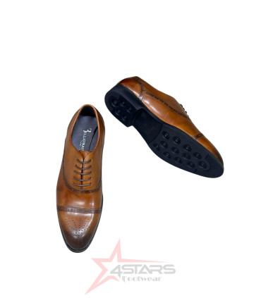 Billionaire Oxford Laced Genuine Leather Formal Shoes - Brown