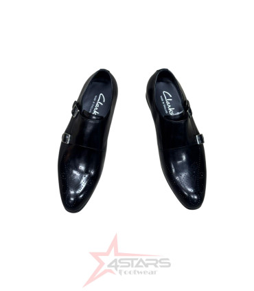 Clarks Genuine Leather Double Monk Formal Shoes - Black