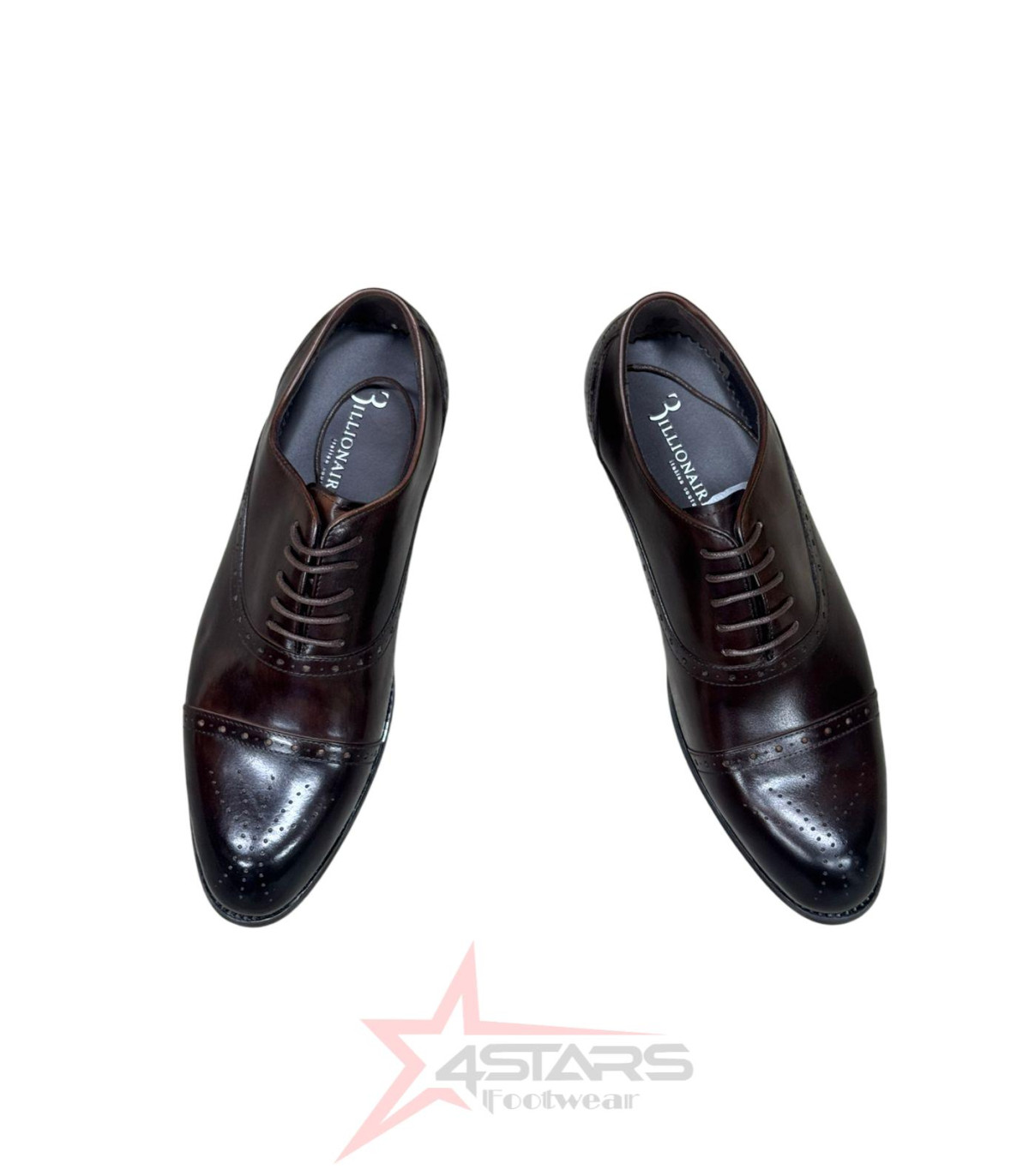 Billionaire Genuine Leather Oxford Formal Shoes - Coffee