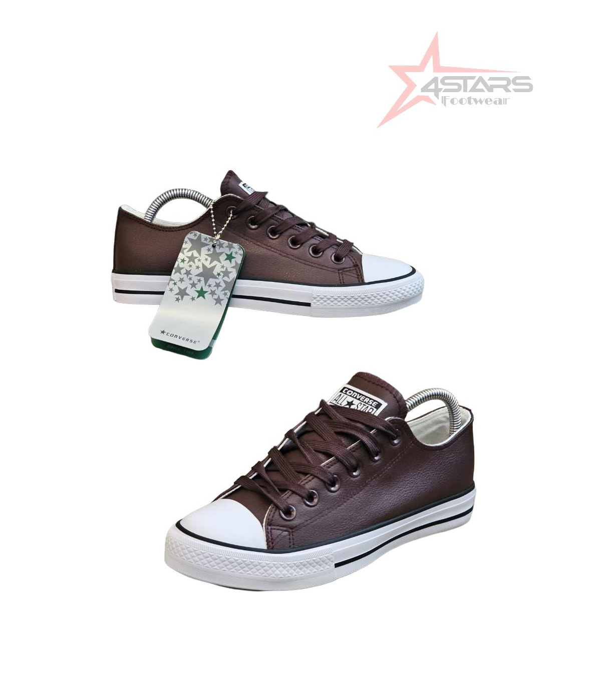 Converse Leather Shoes Low Top - Brown/White