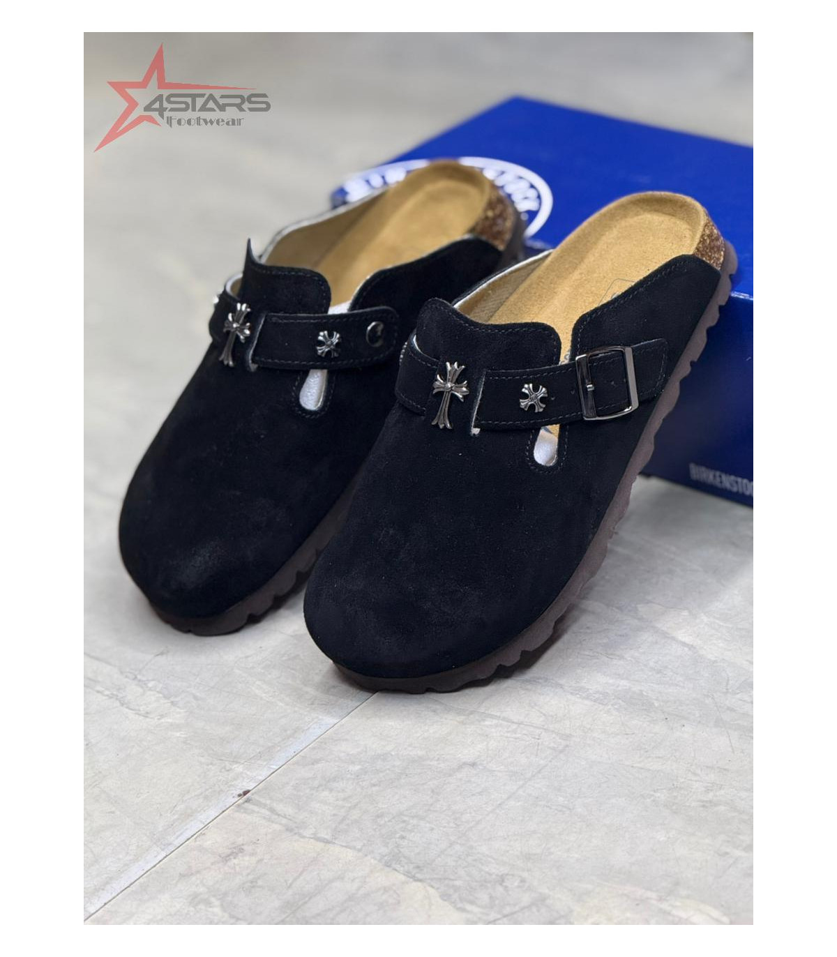 Generic Chrome Hearts x Birkenstock Suede Clogs