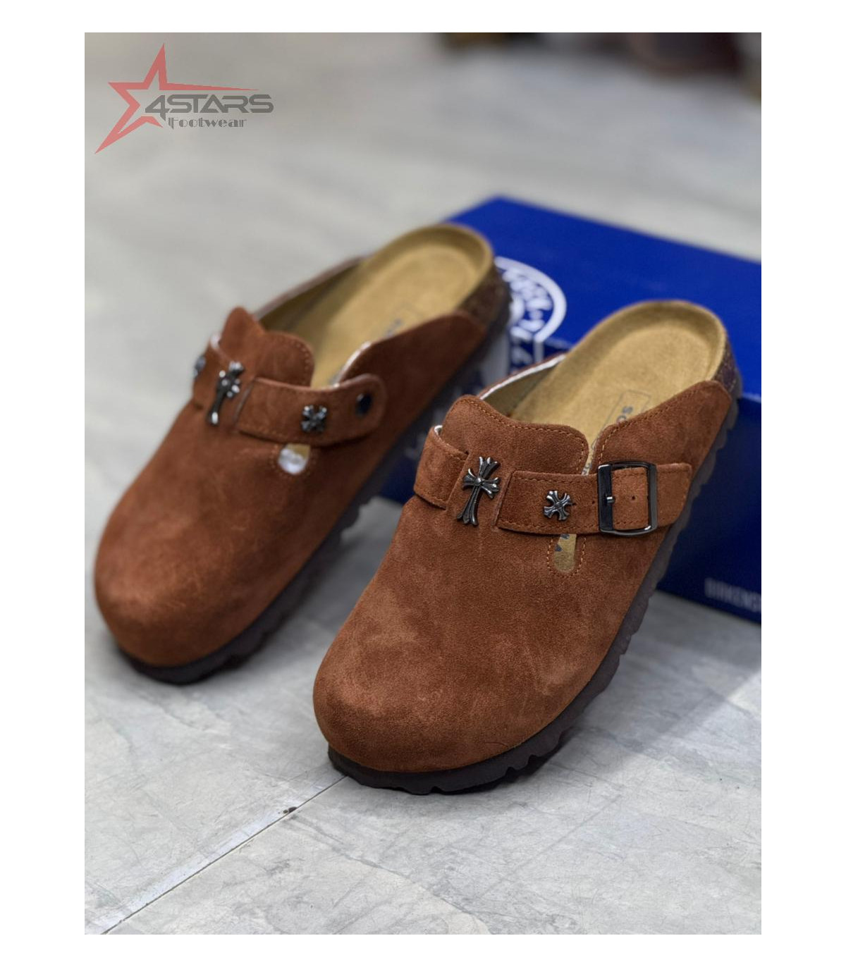 Generic Chrome Hearts x Birkenstock Suede Clogs