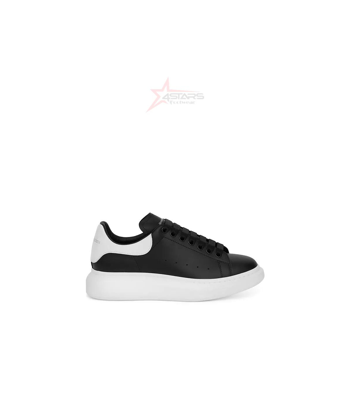 Alexander McQueen Leather Oversized Sneaker - Black-White/White Sole