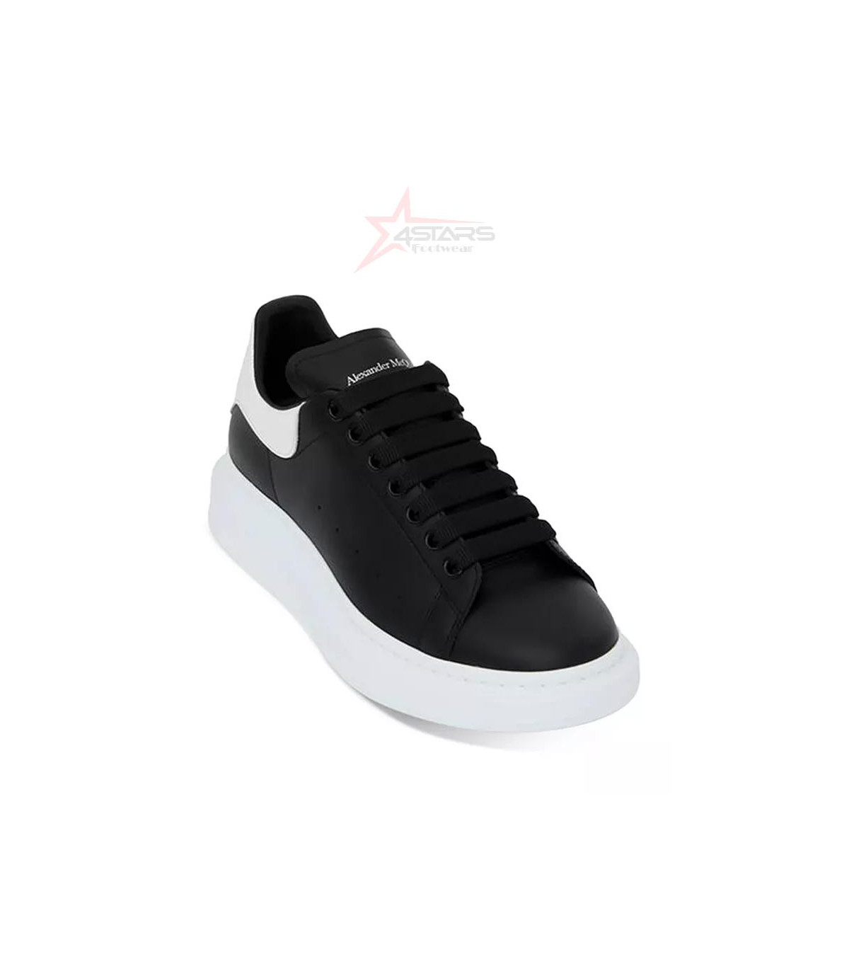 Alexander McQueen Leather Oversized Sneaker - Black-White/White Sole