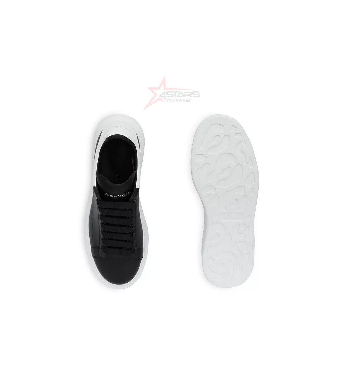 Alexander McQueen Leather Oversized Sneaker - Black-White/White Sole