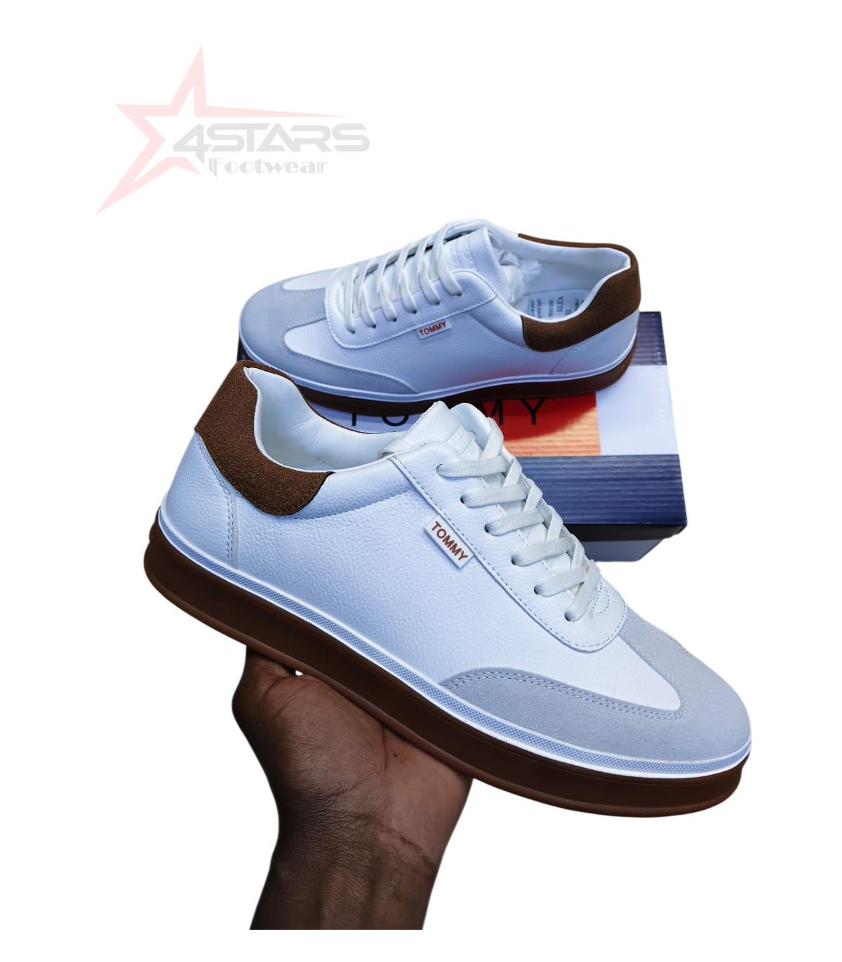 Tommy Hilfiger Leather Casuals - White/Gum Sole