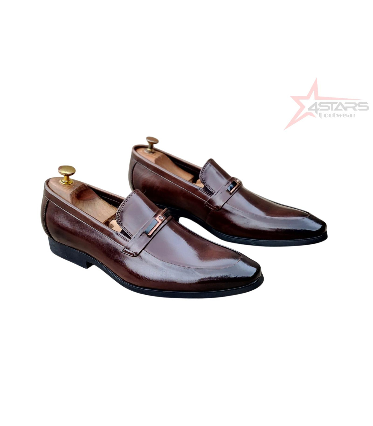 SM Slip On Genuine Leather Official Shoes - Coffee