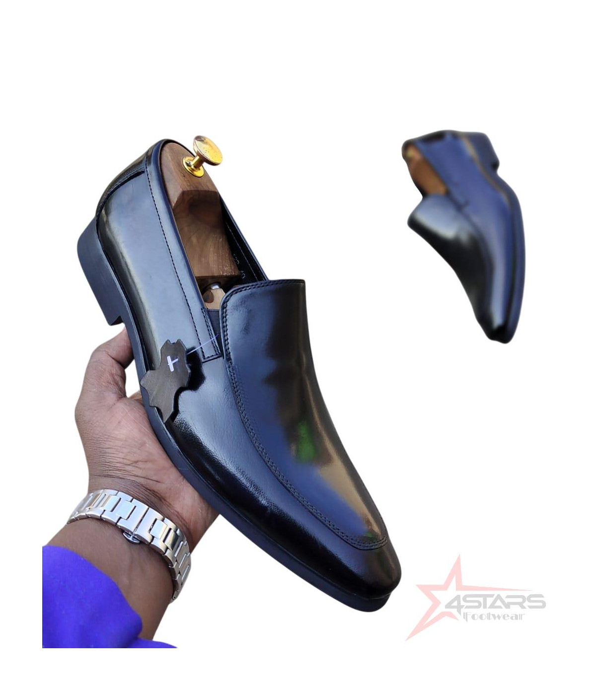SM Slip On Official Leather Shoes - Black