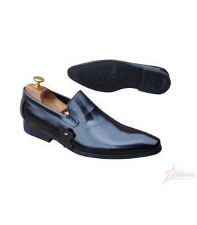 SM Slip On Genuine Leather Official Shoes - Black