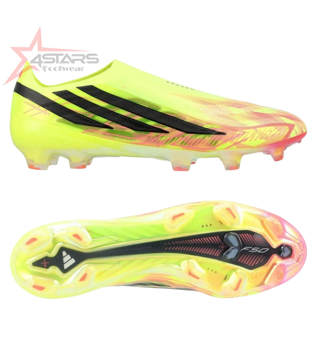 Adidas F50 Hyperfast Elite Laceless FG Too Light - Solar Yellow/Core Black/Solar Turquoise LIMITED EDITION