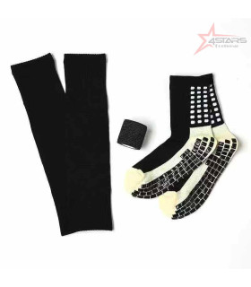 3 Pieces Football Equipment: Calf Sleeve, Anti Slip Grip Socks, Adhesive Tape