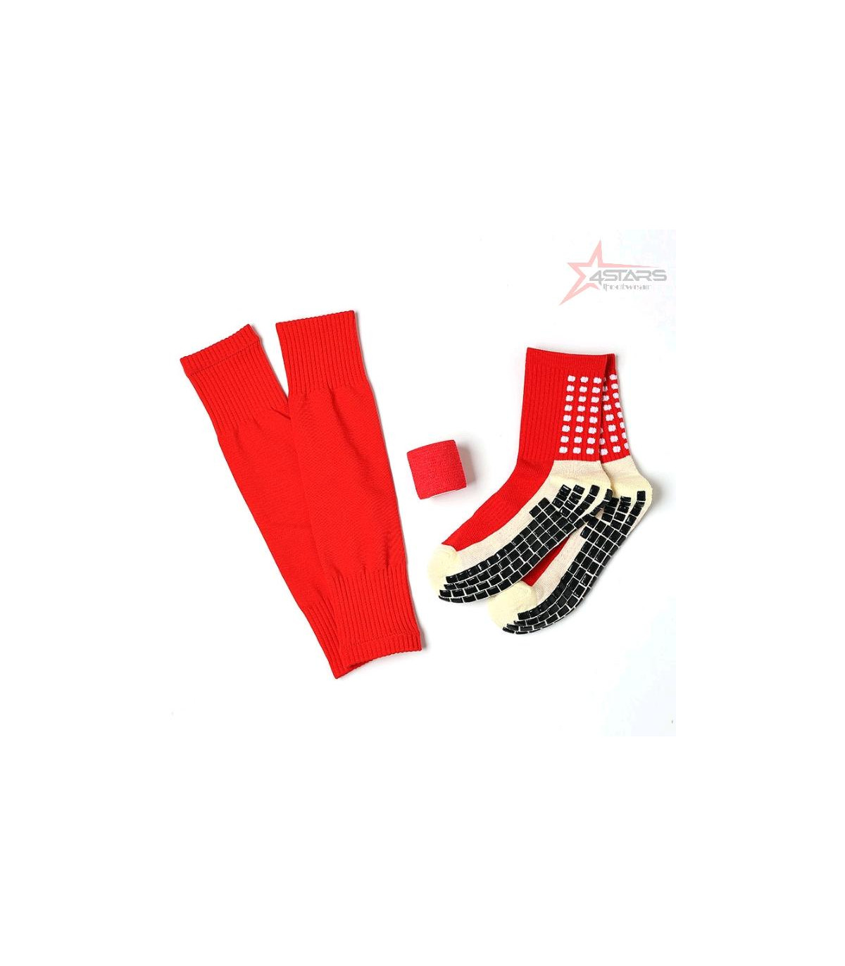 3 Pieces Football Equipment: Calf Sleeve, Anti Slip Grip Socks, Adhesive Tape