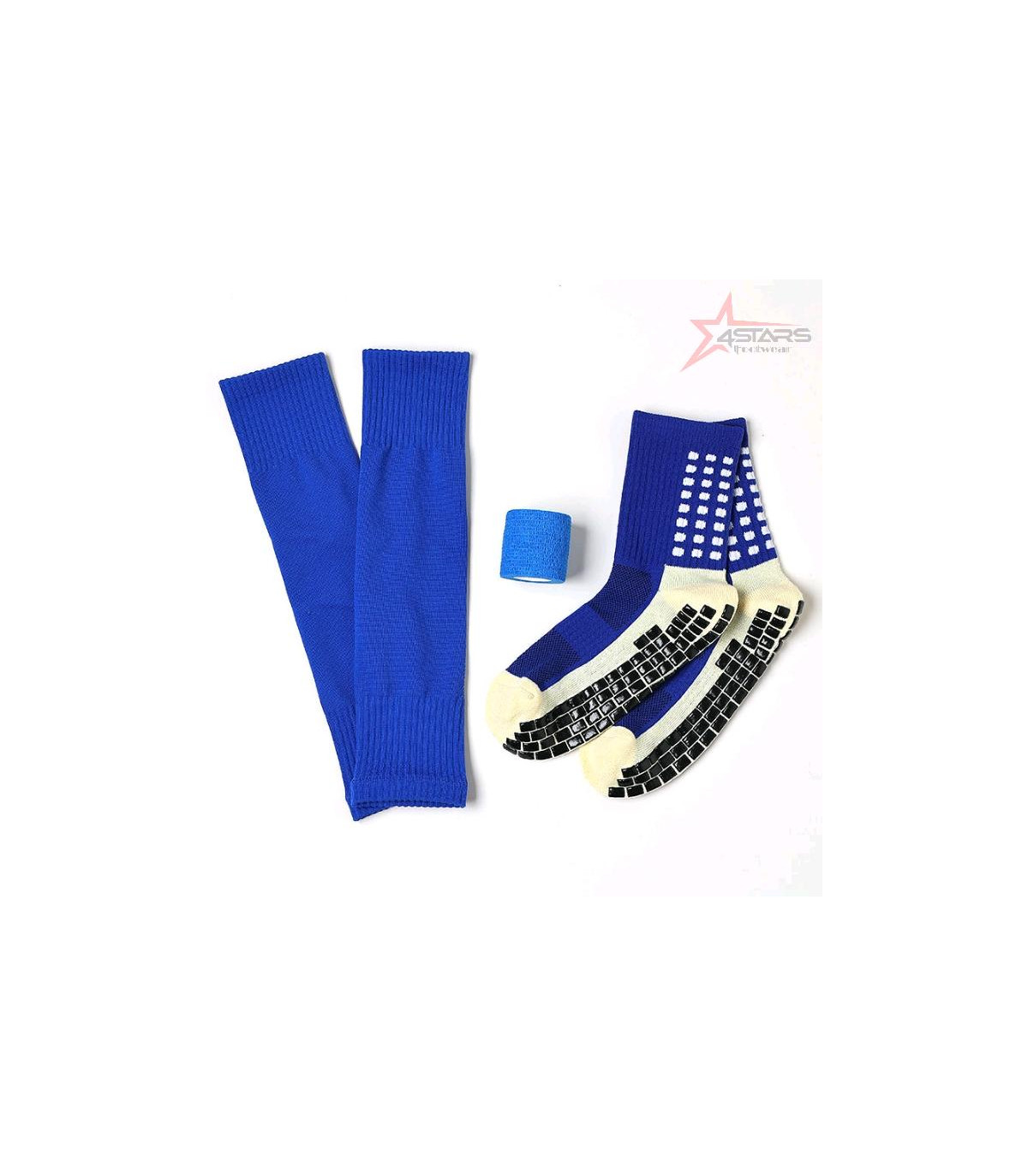 3 Pieces Football Equipment: Calf Sleeve, Anti Slip Grip Socks, Adhesive Tape