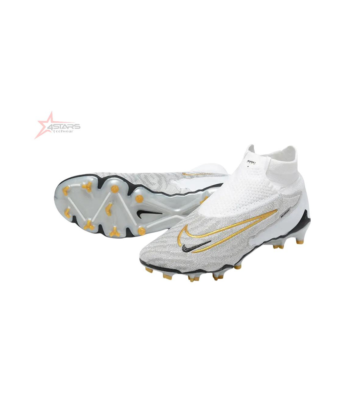 Nike Phantom GX Elite DF FG Firm Ground Soccer Cleats - White/Gold/Black