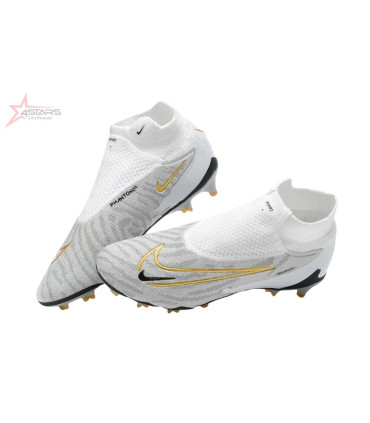 Nike Phantom GX Elite DF FG Firm Ground Soccer Cleats - White/Gold/Black
