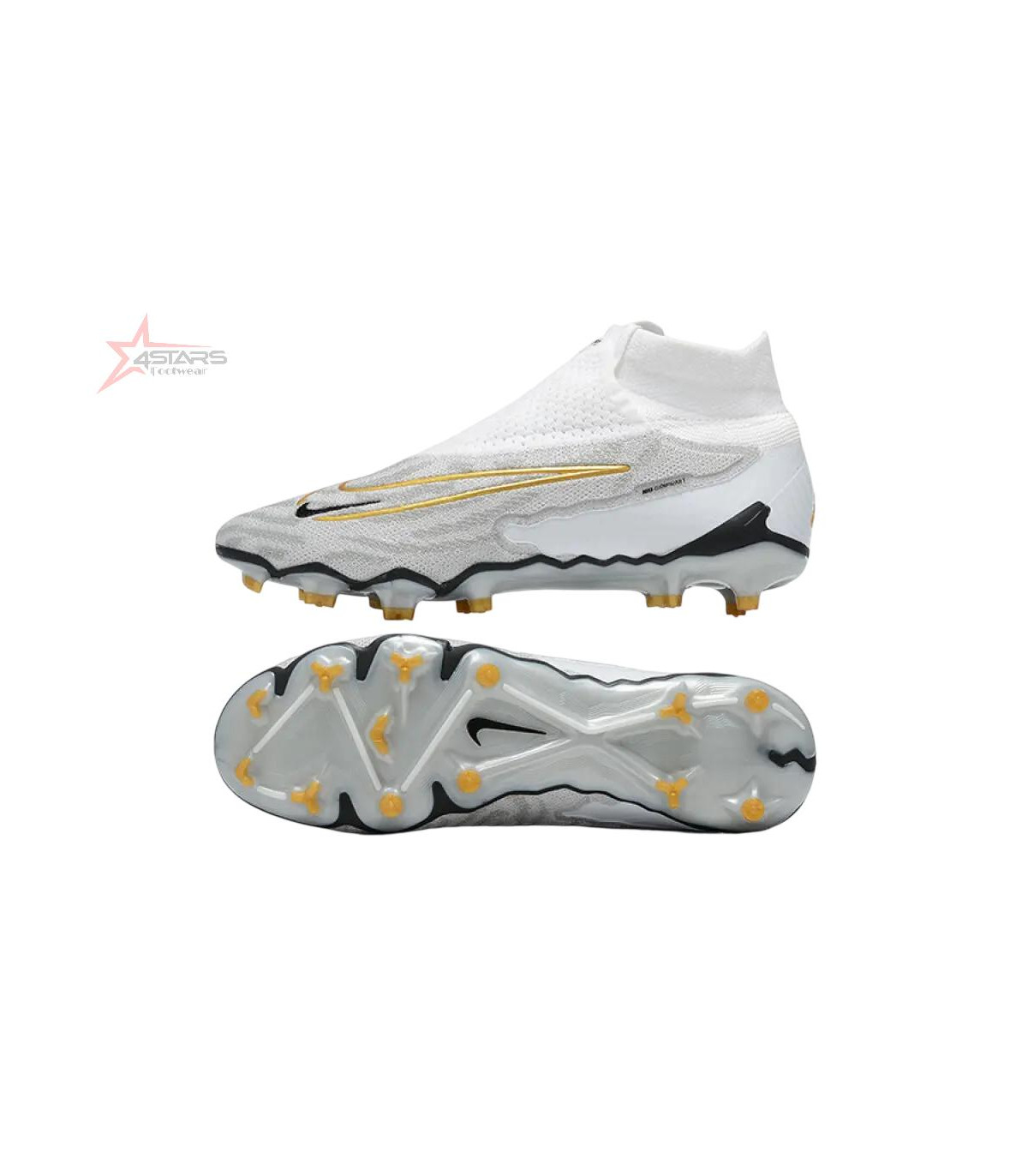 Nike Phantom GX Elite DF FG Firm Ground Soccer Cleats - White/Gold/Black