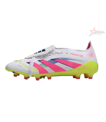 Adidas Predator 25 Elite Foldover Tongue FG Firm Ground Soccer Cleats - White/Pink/Yellow