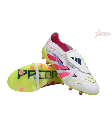 Adidas Predator 25 Elite Foldover Tongue FG Firm Ground Soccer Cleats - White/Pink/Yellow