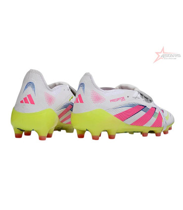 Adidas Predator 25 Elite Foldover Tongue FG Firm Ground Soccer Cleats - White/Pink/Yellow