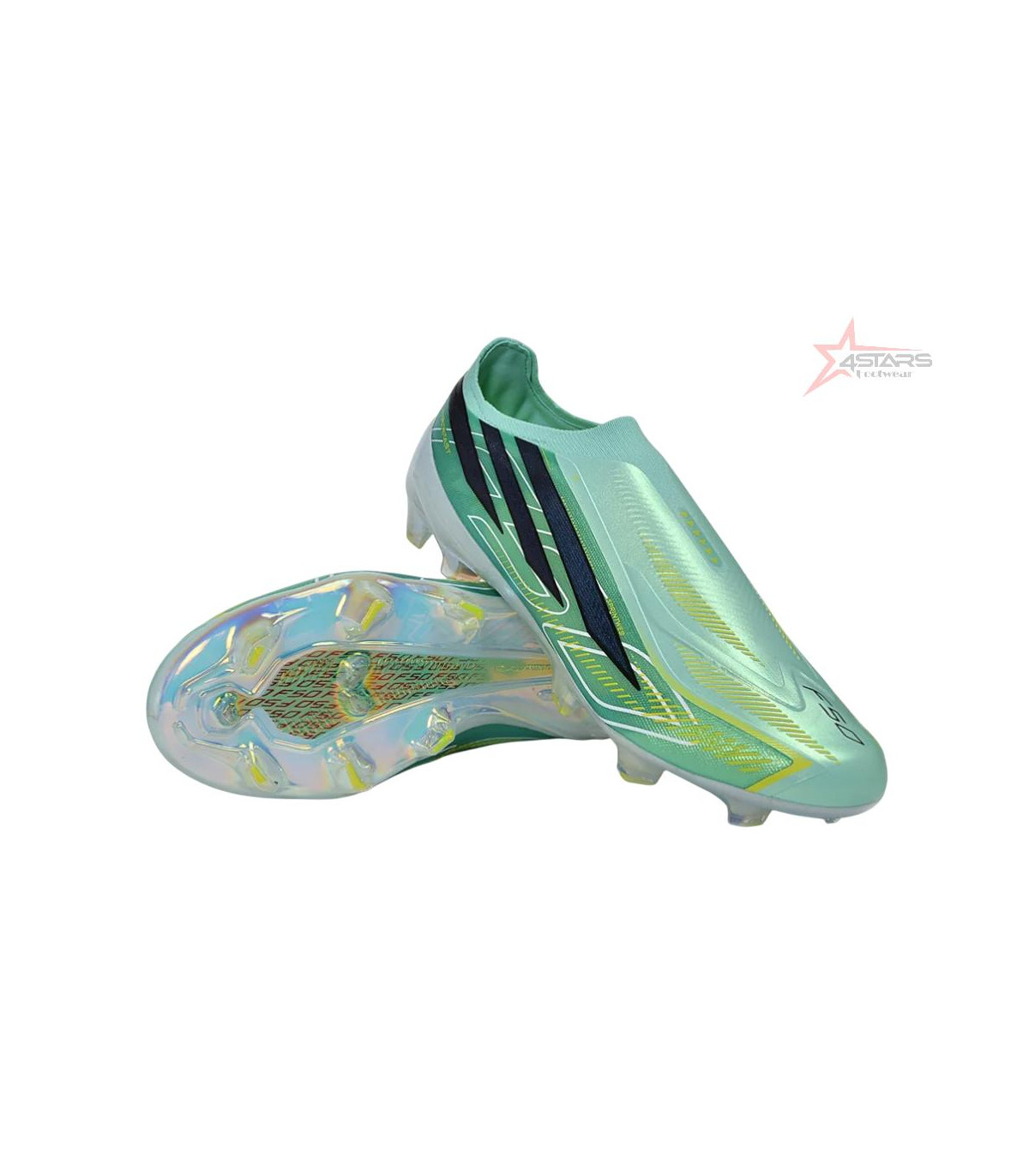 Adidas F50 Hyperfast Elite Laceless FG Firm Ground Soccer Cleats - Green/Mint/Navy