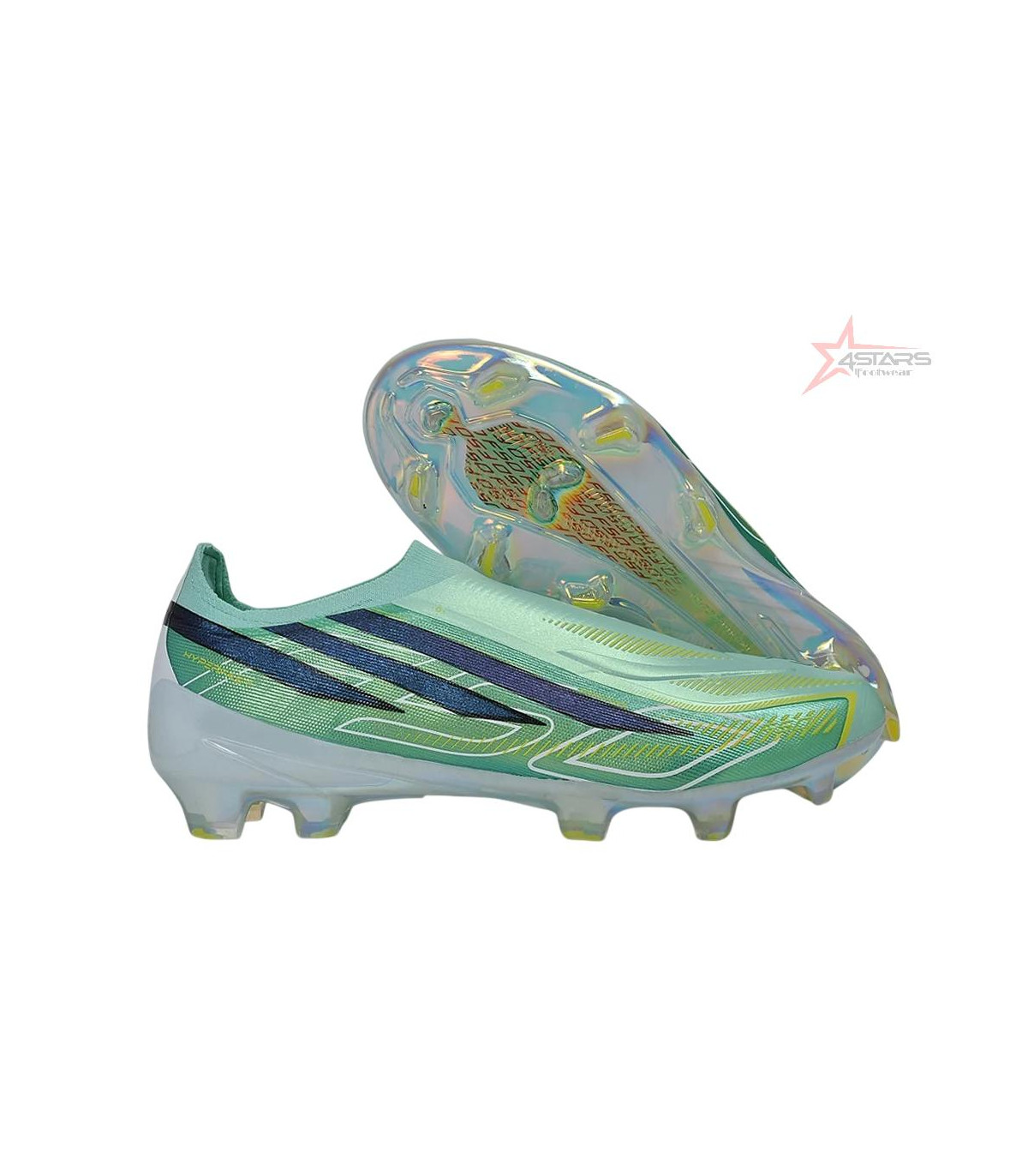 Adidas F50 Hyperfast Elite Laceless FG Firm Ground Soccer Cleats - Green/Mint/Navy