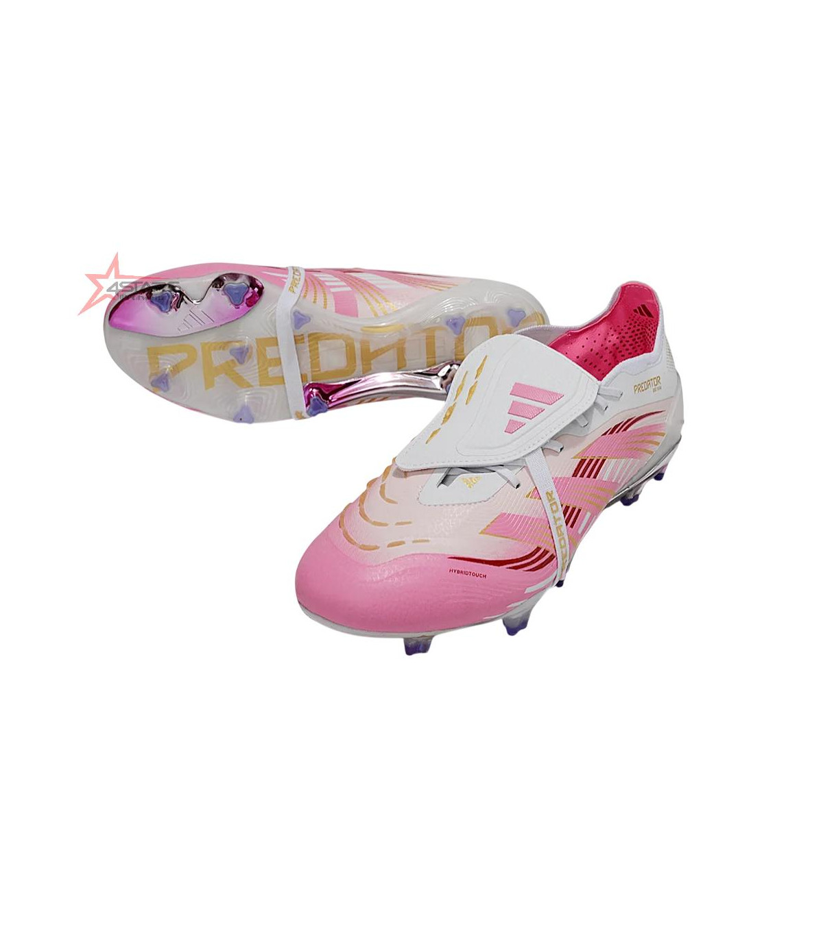 Adidas Predator 25 Elite Foldover Tongue FG Firm Ground Soccer Cleats - Pink/Gold/White