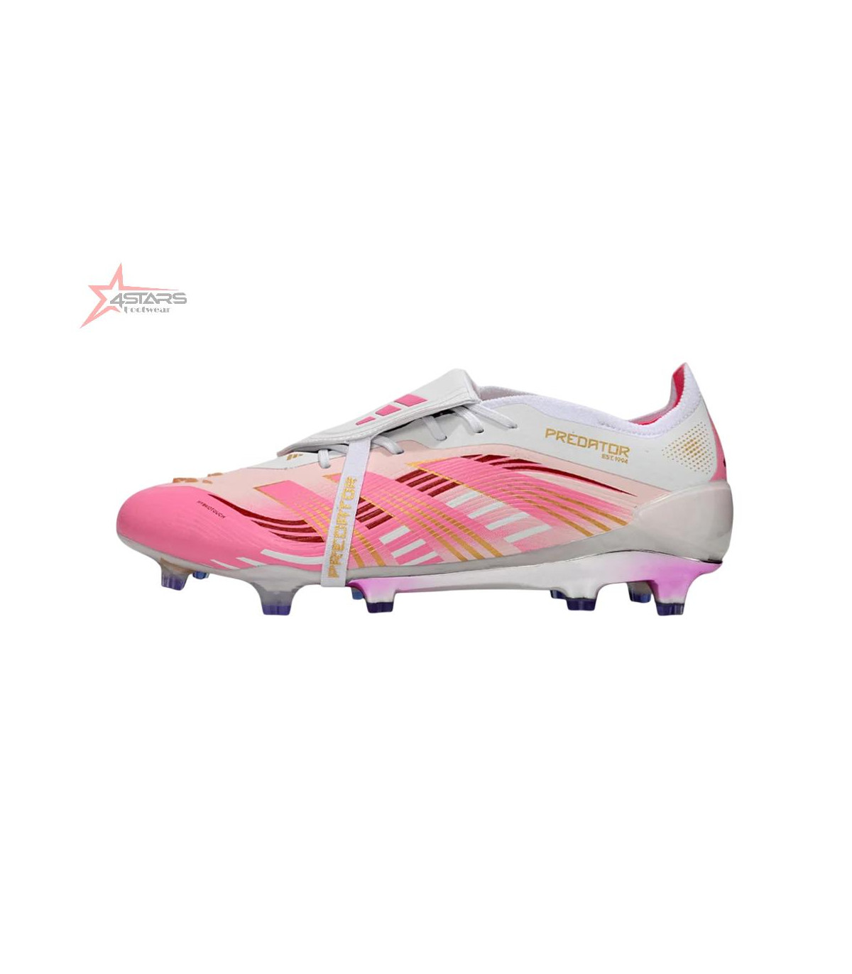 Adidas Predator 25 Elite Foldover Tongue FG Firm Ground Soccer Cleats - Pink/Gold/White