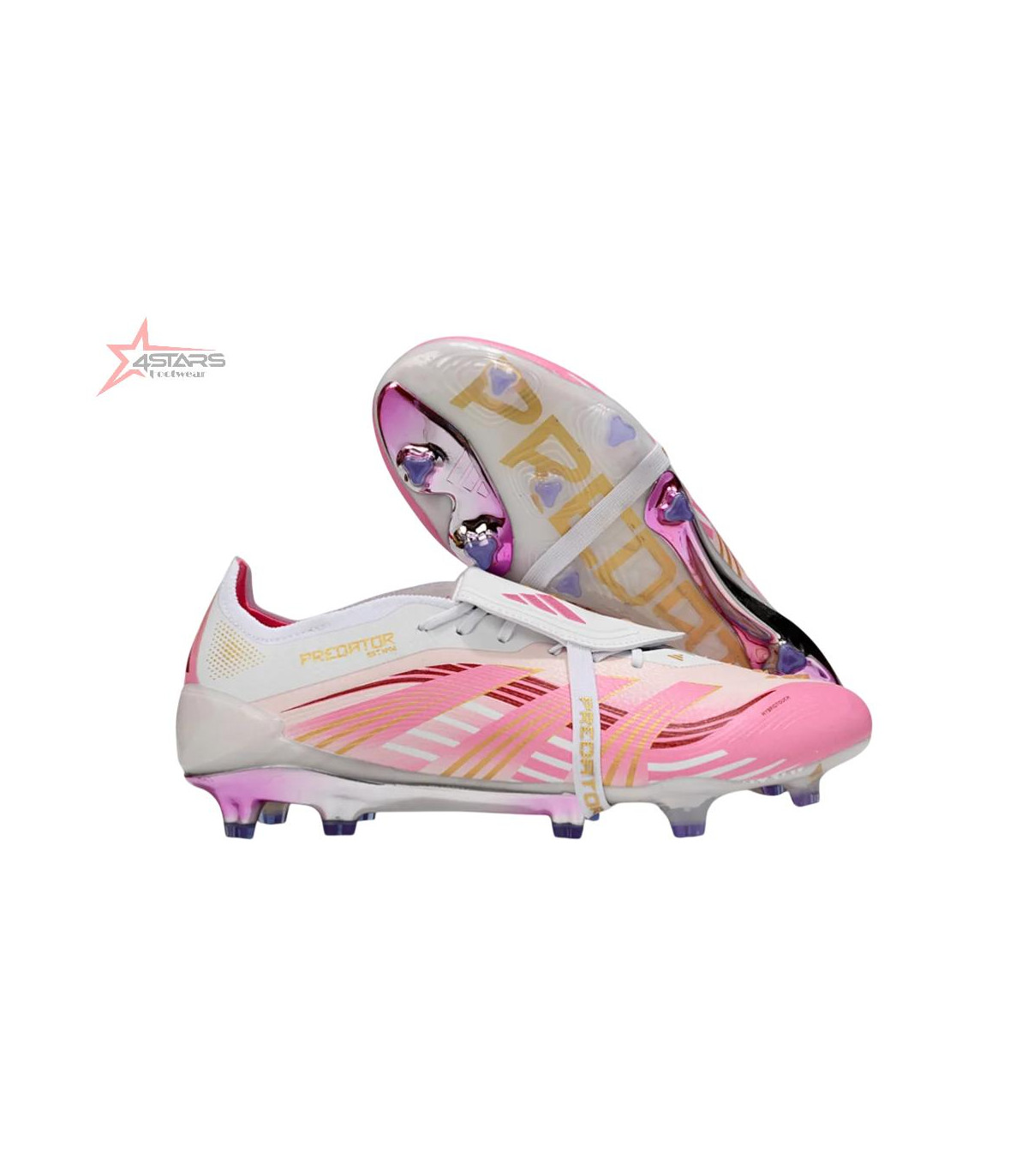 Adidas Predator 25 Elite Foldover Tongue FG Firm Ground Soccer Cleats - Pink/Gold/White