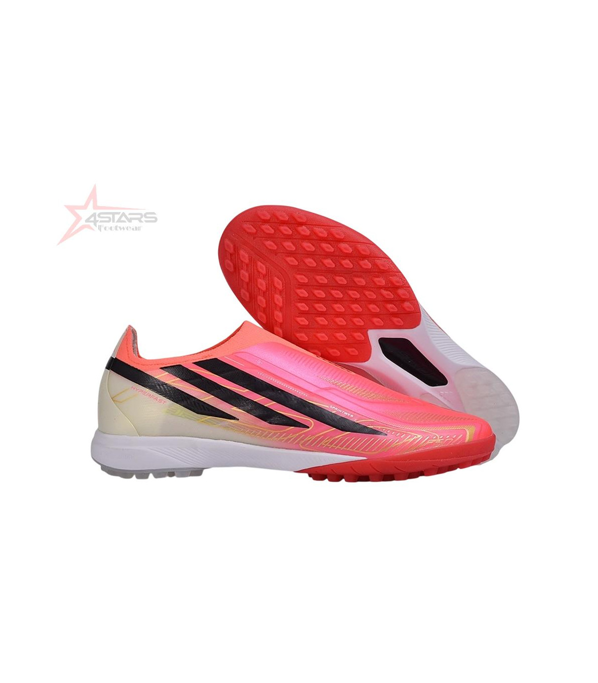 Adidas F50 Hyperfast Elite Laceless TF Turf Football Boots - Solar Turbo/Core Black/Gold Metallic