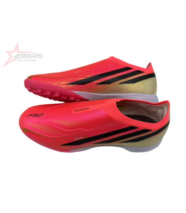 Adidas F50 Hyperfast Elite Laceless TF Turf Football Boots - Solar Turbo/Core Black/Gold Metallic