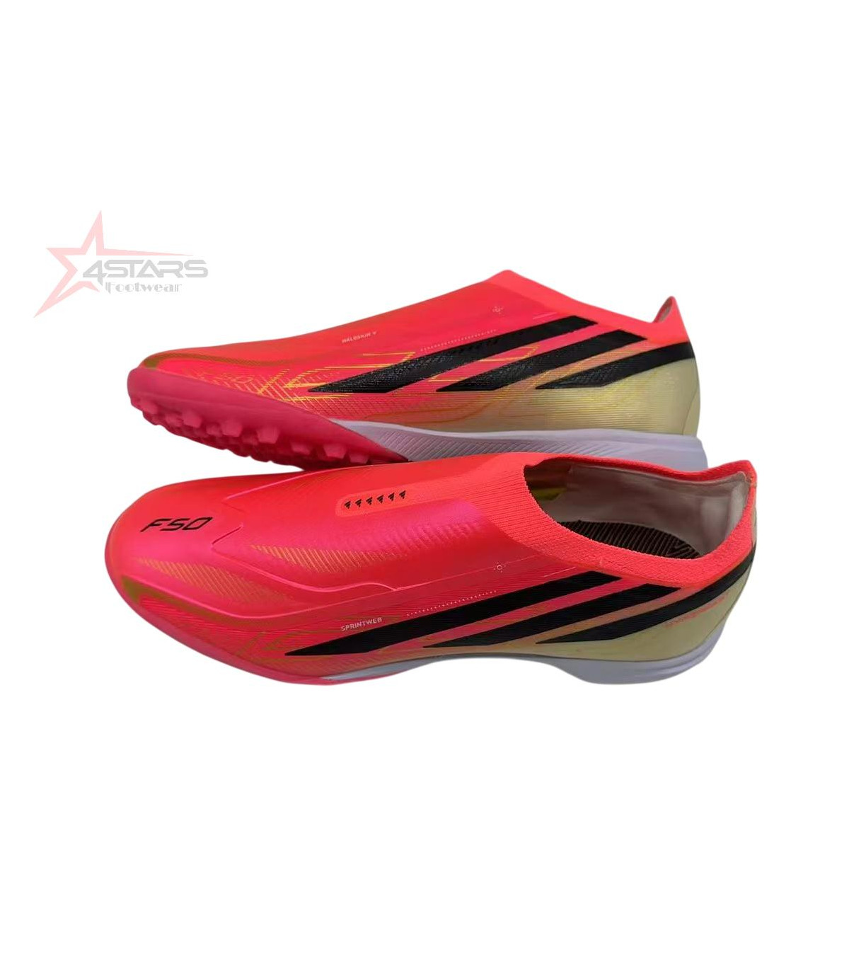 Adidas F50 Hyperfast Elite Laceless TF Turf Football Boots - Solar Turbo/Core Black/Gold Metallic