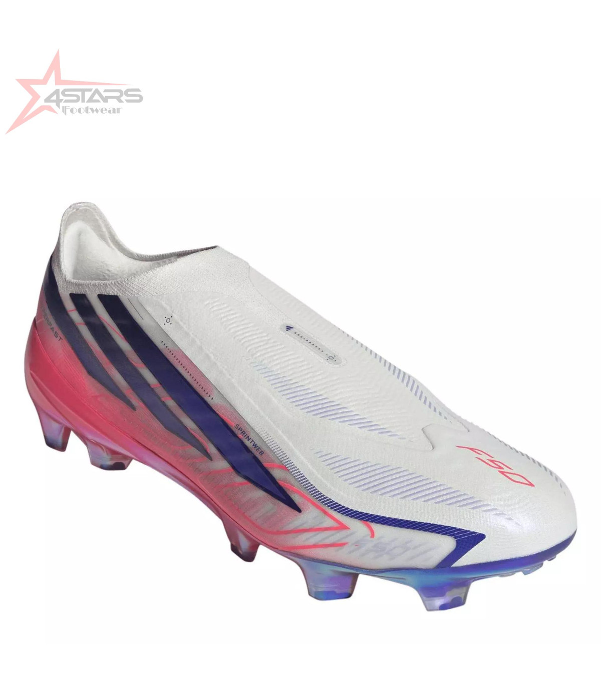 Adidas F50 Hyperfast Elite Laceless Firm-Ground Football Boots - White/Coral