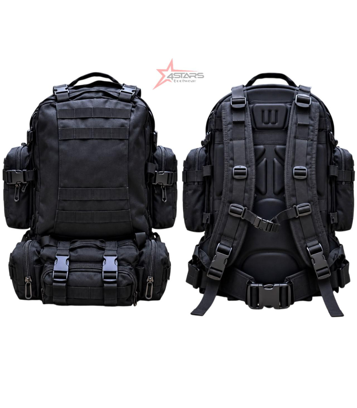 Tactical Backpack with Multiple Compartments - Black